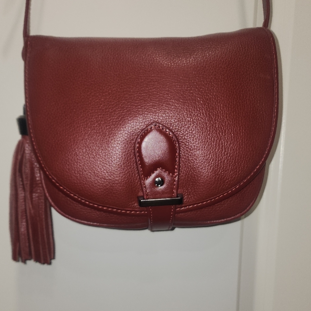 Elegant Red Leather Crossbody Bag